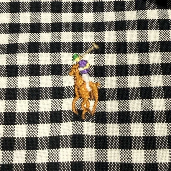 Ralph Lauren Gingham Button Up Shirt Long Sleeve Classic Fit Mens XL Black White - Picture 3 of 10